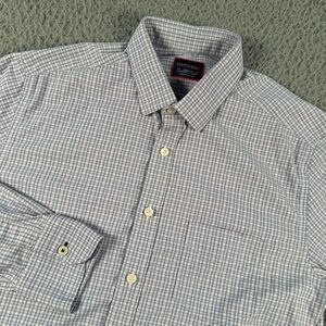 UNTUCKit‎ Performance Shirt Men's Medium Blue White Plaid Button Up Stretch